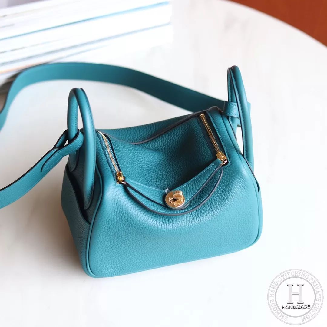 HERMES MINI LINDY 20 BAG TC W0 Vert bosphore
