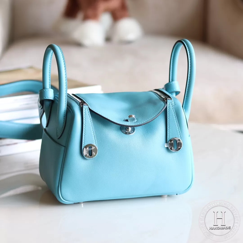 HERMES MINI LINDY 20 BAG Swift P3 Blue de nord PHW