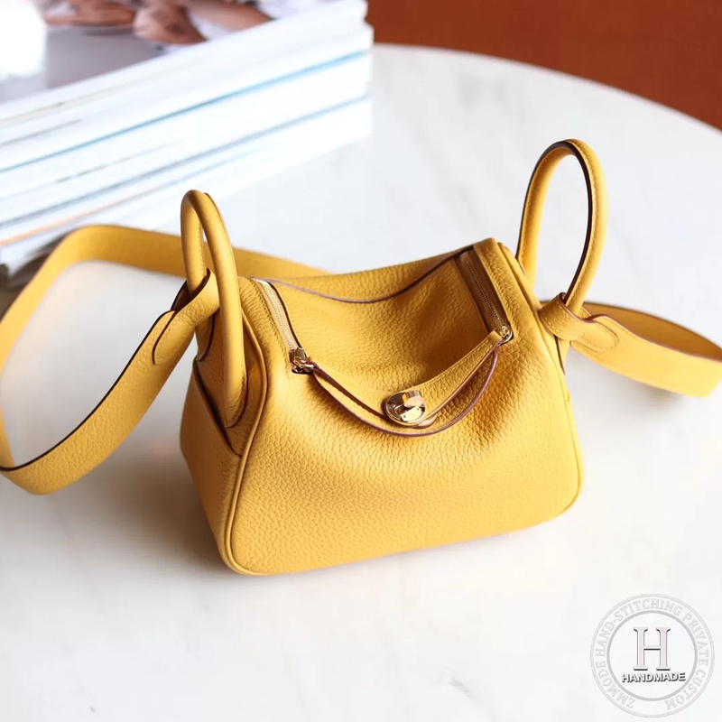 HERMES MINI LINDY 20 BAG TC 9D Ambre Clemence SHW