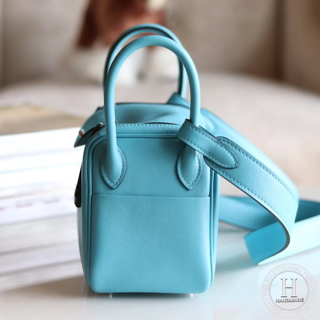 HERMES MINI LINDY 20 BAG Swift P3 Blue de nord PHW