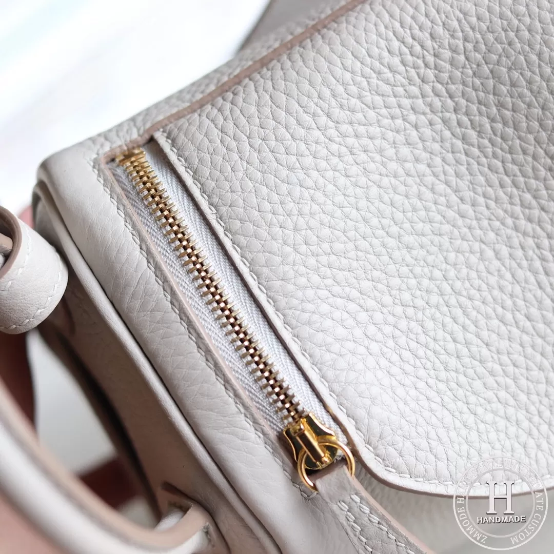 HERMES MINI LINDY 20 BAG  clemence TC 80 Pearl Grey