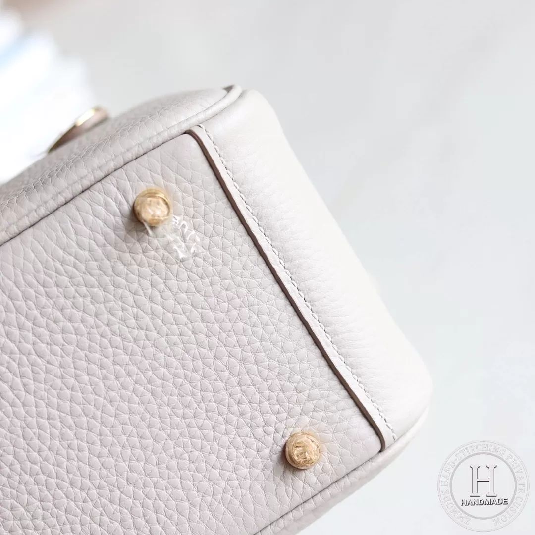 HERMES MINI LINDY 20 BAG  clemence TC 80 Pearl Grey