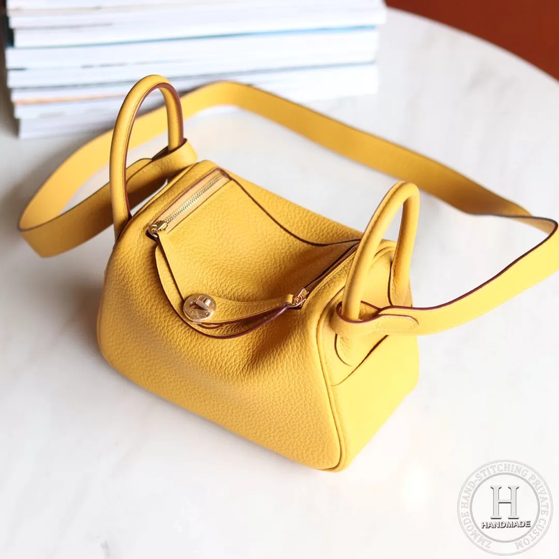 HERMES MINI LINDY 20 BAG TC 9D Ambre Clemence SHW