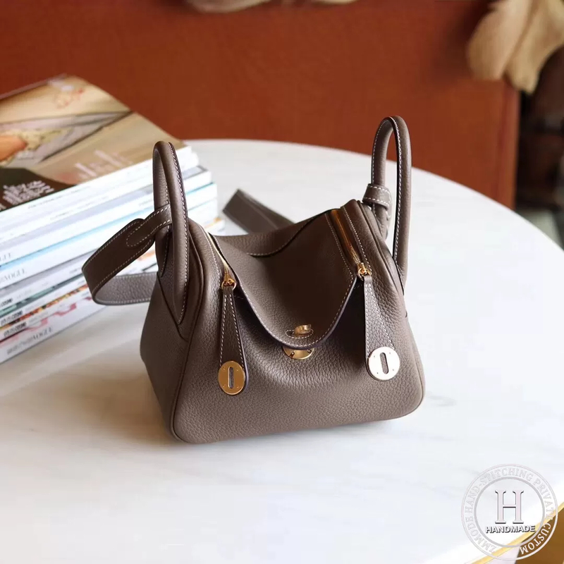 HERMES MINI LINDY 20 BAG TC18 Etoupe GHW