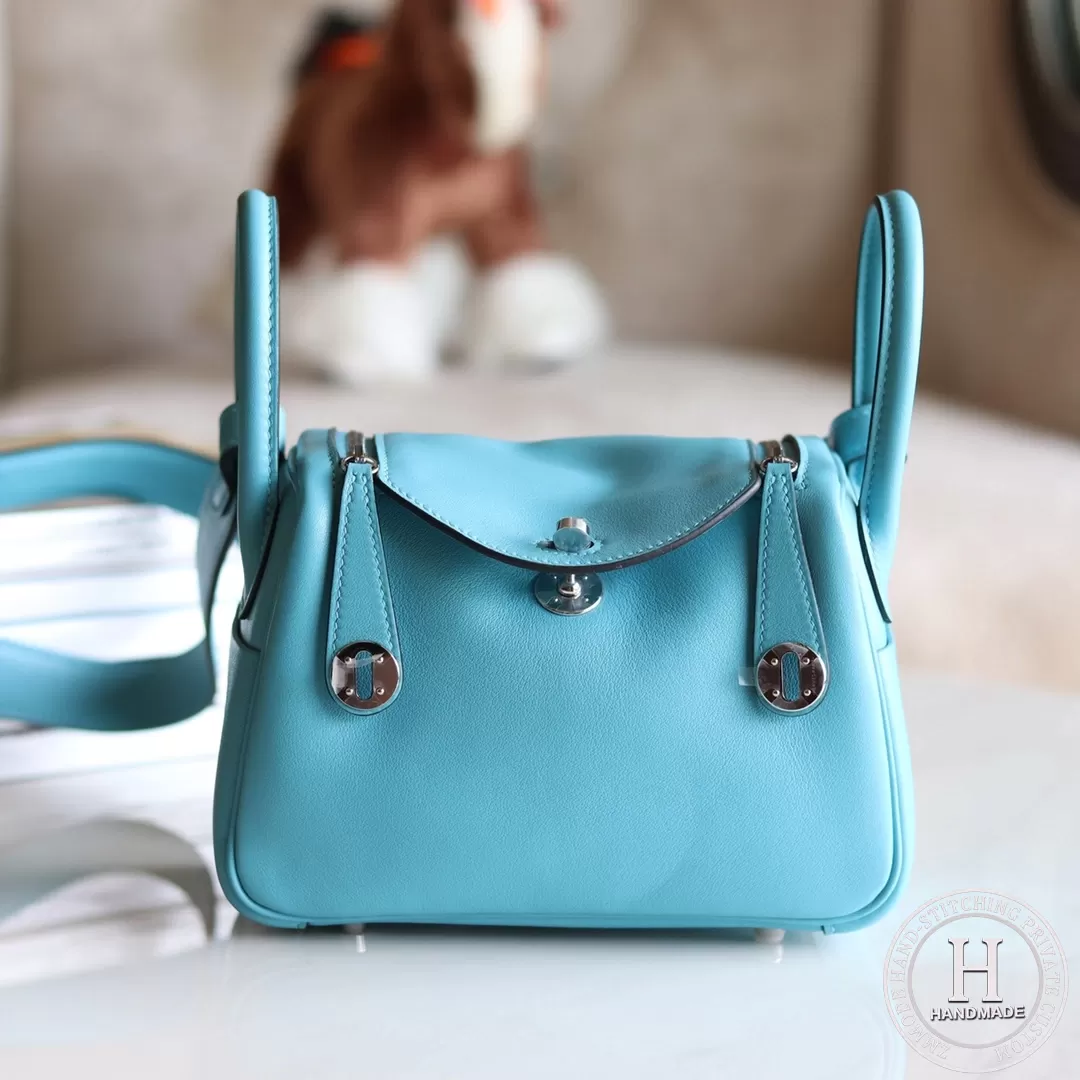 HERMES MINI LINDY 20 BAG Swift P3 Blue de nord PHW