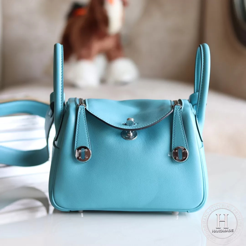 HERMES MINI LINDY 20 BAG Swift P3 Blue de nord PHW