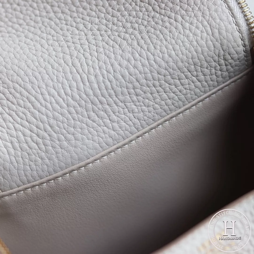 HERMES MINI LINDY 20 BAG  clemence TC 80 Pearl Grey