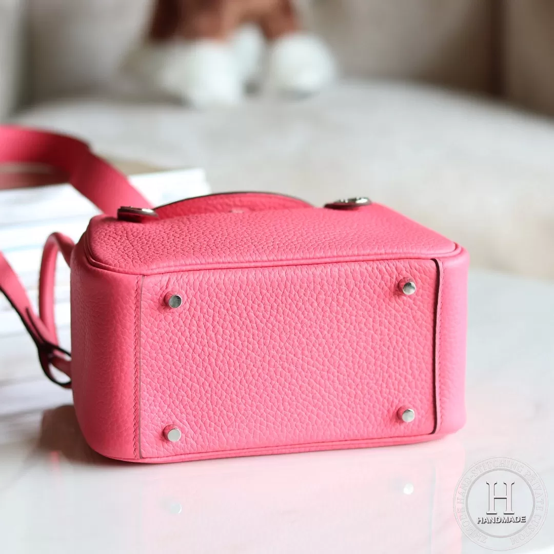 HERMES MINI LINDY 20 BAG  clemence TC 8W Rose Azalea PHW