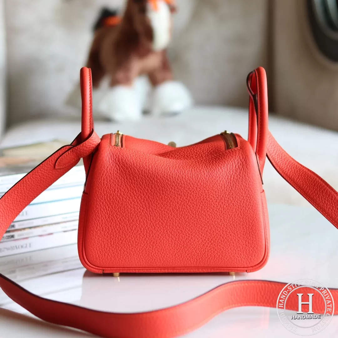 HERMES MINI LINDY 20 BAG clemence TC S3 Rose de course GHW HERMES MINI LINDY 20 BAG clemence TC S3 Rose de course GHW