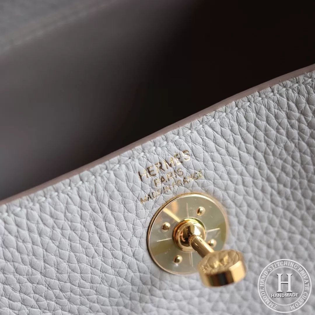 HERMES MINI LINDY 20 BAG  clemence TC 80 Pearl Grey