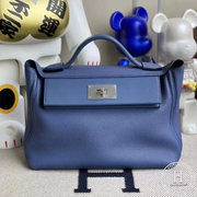 R2 Blue agate Hermes Kelly 2424 29cm taurillon Maurice leather 拼 And Swift calfskin