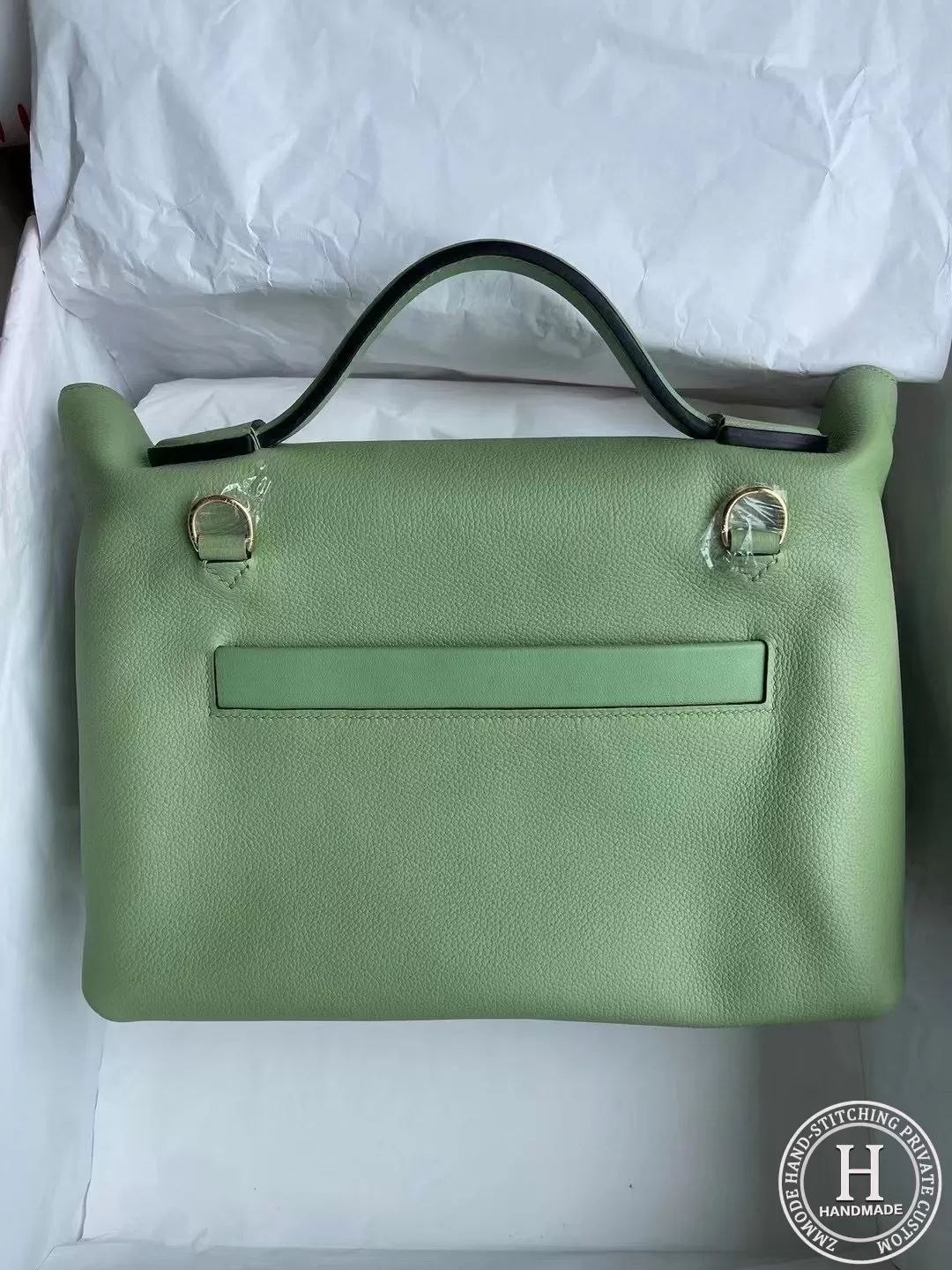 Hermes Kelly 24/24 29cm taurillon Maurice leather And Swift calfskin 3I Vert Criquet