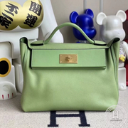 Hermes Kelly 24/24 29cm taurillon Maurice leather And Swift calfskin 3I Vert Criquet