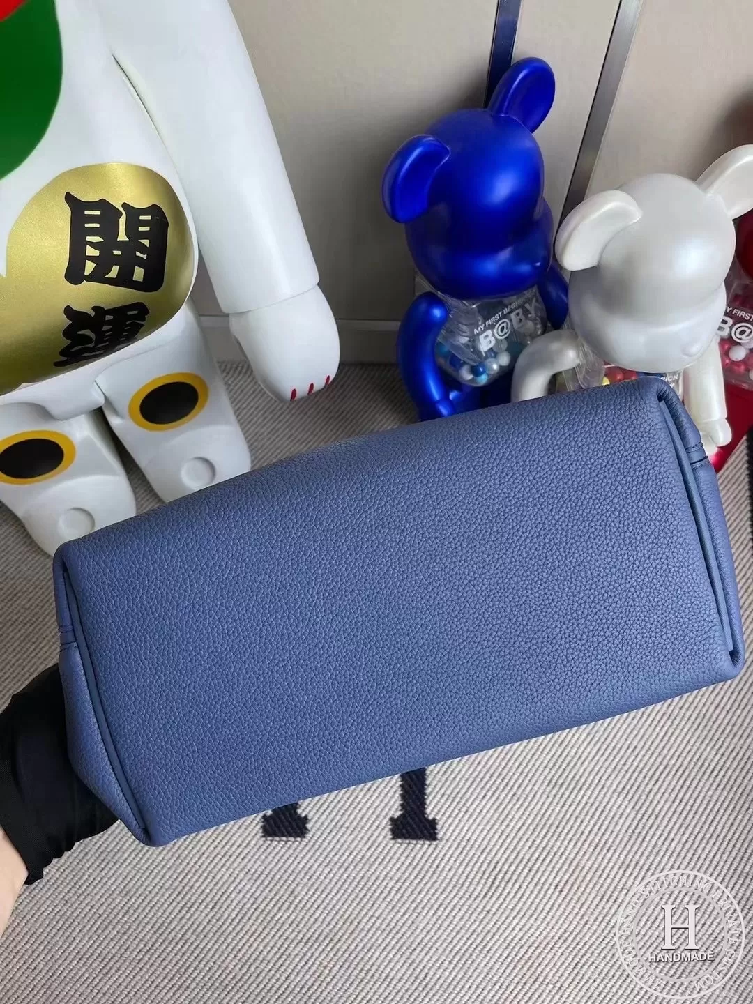 R2 Blue agate Hermes Kelly 2424 29cm taurillon Maurice leather 拼 And Swift calfskin