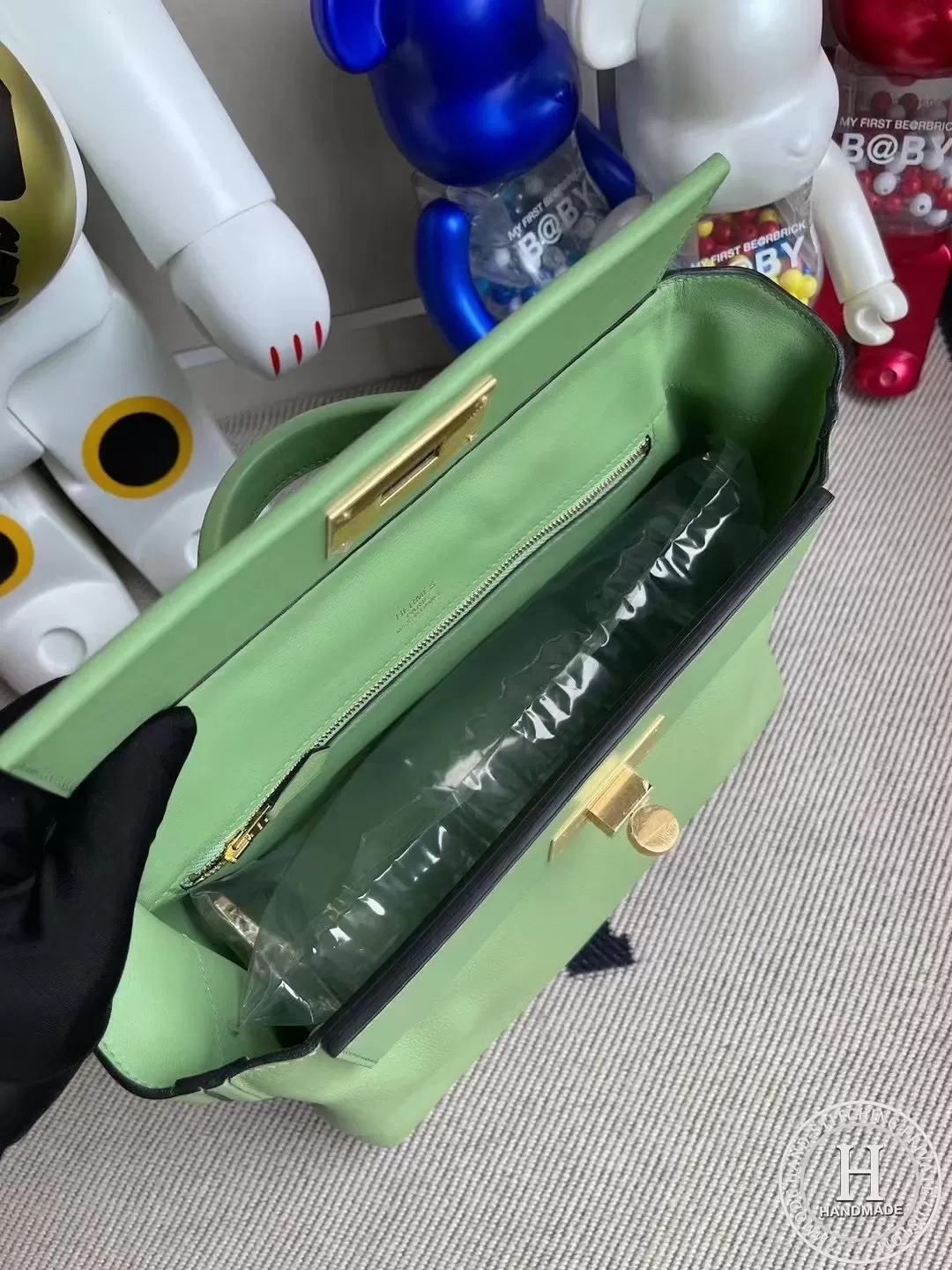 Hermes Kelly 24/24 29cm taurillon Maurice leather And Swift calfskin 3I Vert Criquet