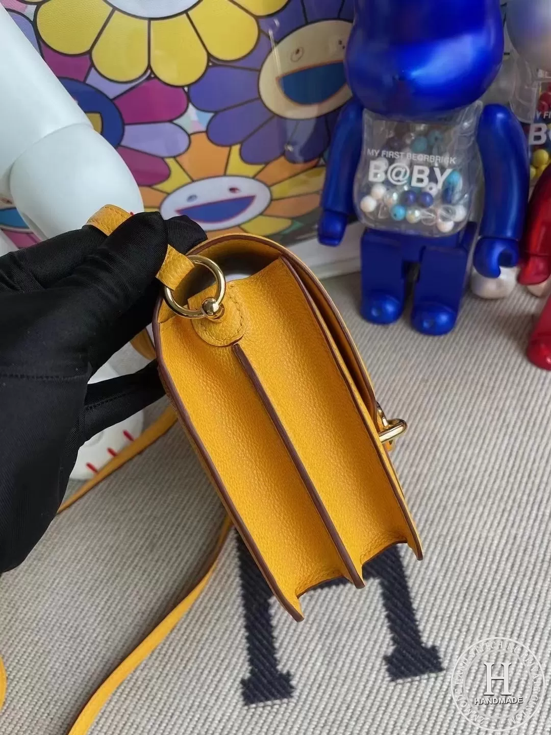 Hermes Roulis Mini Evercolor 9D Jaune Amber Hermes Roulis Mini Evercolor 9D Jaune Amber