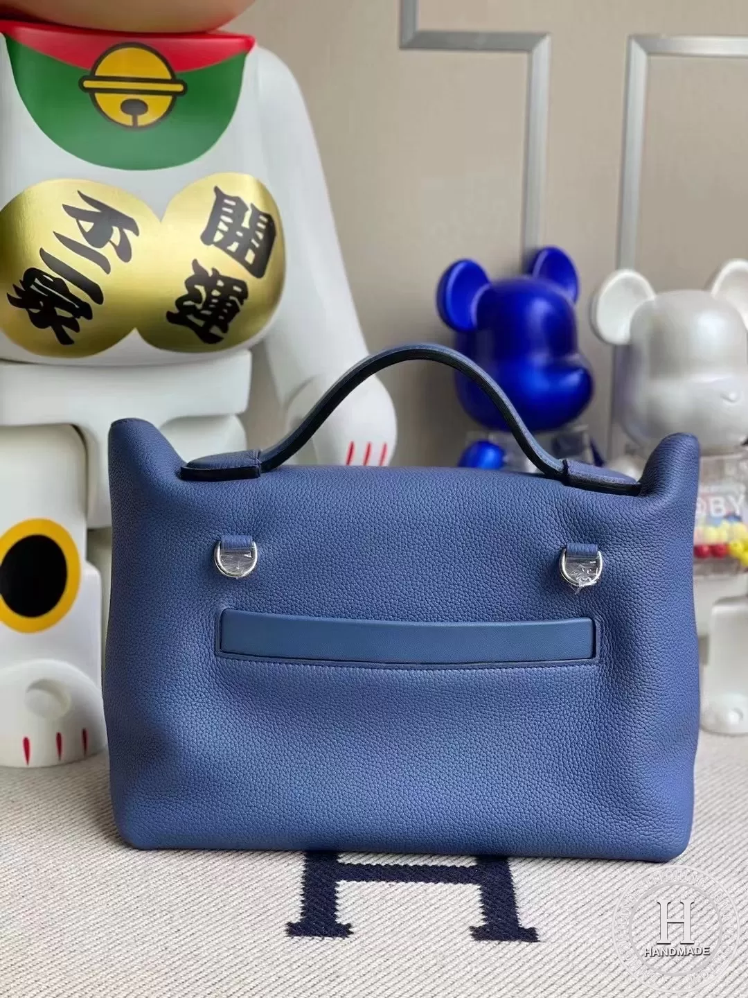 R2 Blue agate Hermes Kelly 2424 29cm taurillon Maurice leather 拼 And Swift calfskin