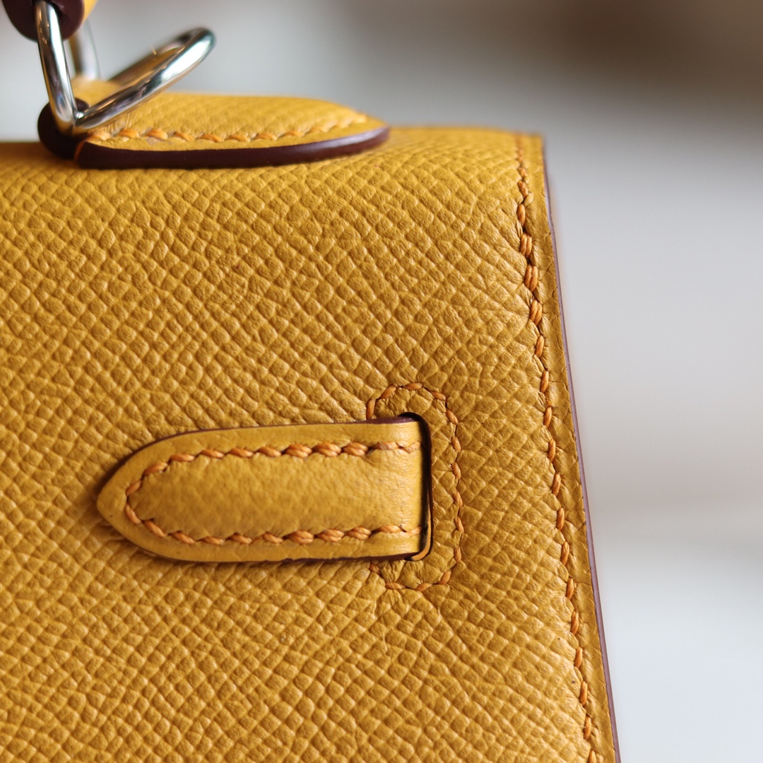 Kelly 25 Epsom 9D琥珀黄 Ambre 银扣 外缝 Kelly 25 Epsom 9D琥珀黄 Ambre 银扣 外缝