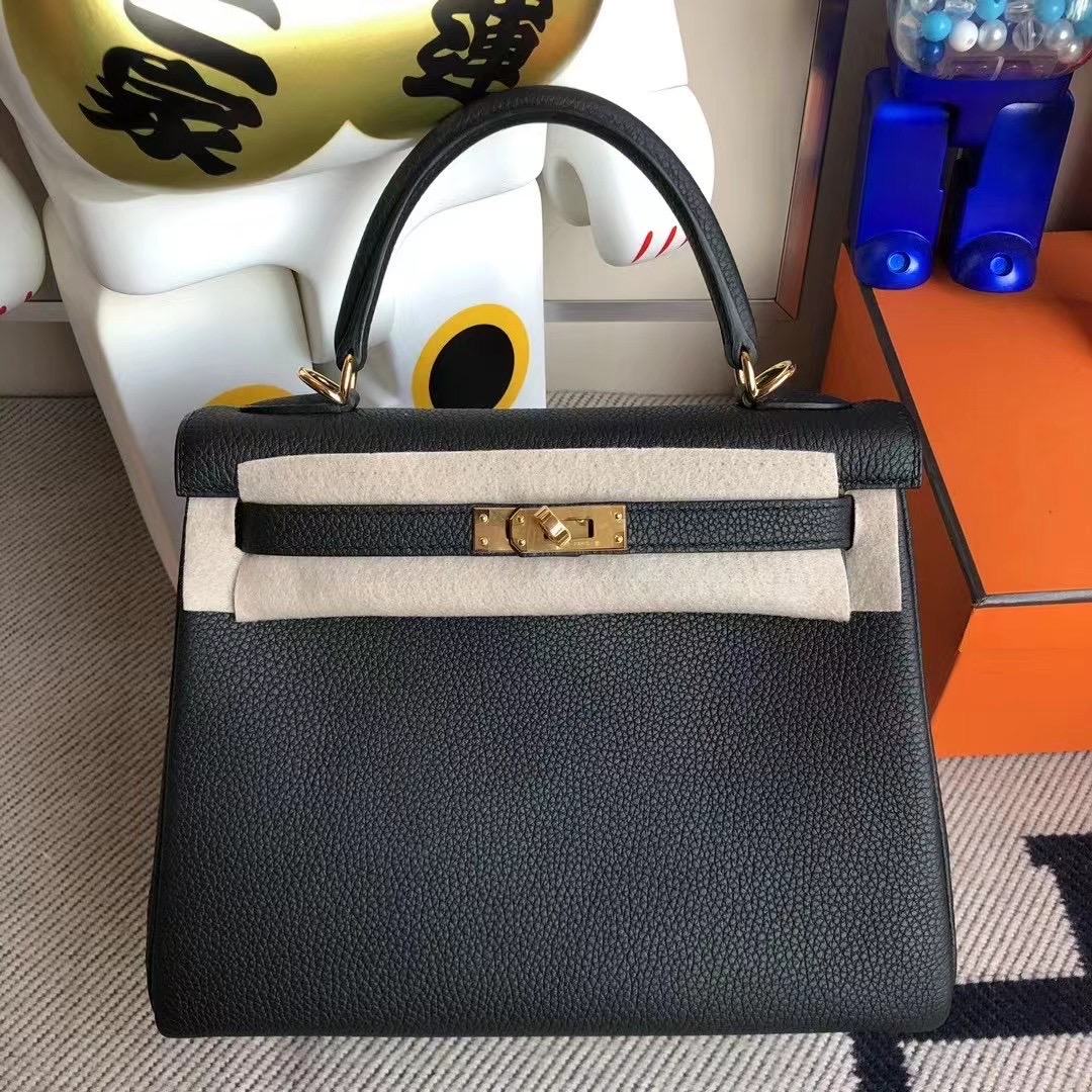 Kelly 25cm Togo leather CK89 Noir Gold Hermes zmmode Kelly 25cm Togo leather CK89 Noir Gold Hermes zmmode