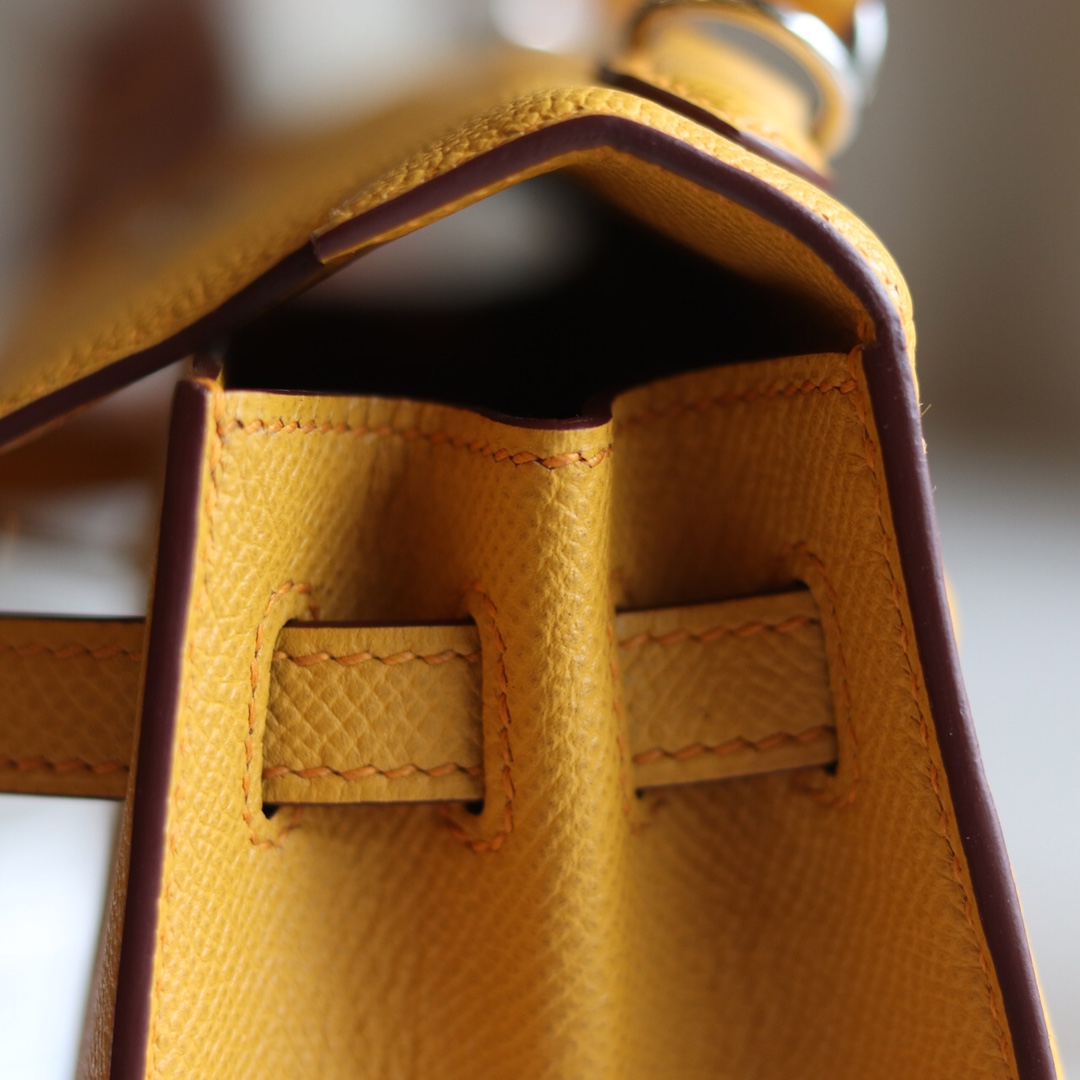Kelly 25 Epsom 9D琥珀黄 Ambre 银扣 外缝 Kelly 25 Epsom 9D琥珀黄 Ambre 银扣 外缝