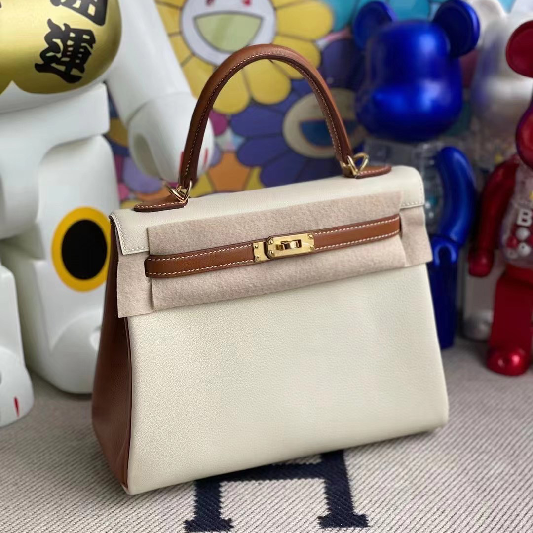 Hermes Kelly 25cm HSS Swift calfskin 10 Craie 奶昔白 37 Gold 金棕色 金扣 Hermes Kelly 25cm HSS Swift calfskin 10 Craie 奶昔白 37 Gold 金棕色 金扣
