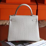 Kelly 25 80 Pearl Grey Matte Alligator PHW-0394