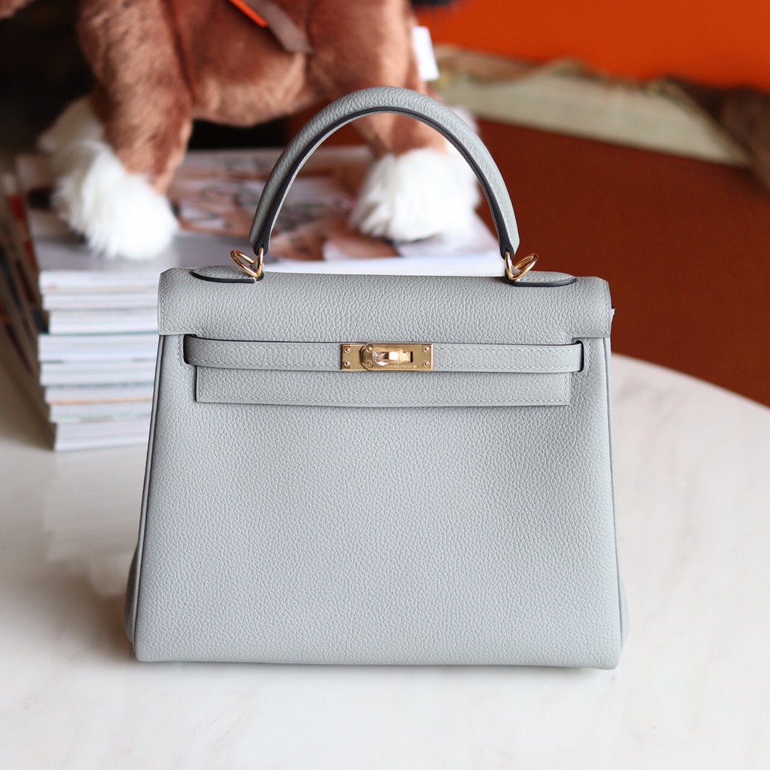 kelly 25 Togo 4Z Gris Mouette Gold