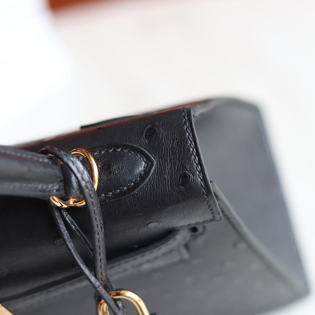Kelly 25 89 Noir KK Ostrich leather Kelly 25 89 Noir KK Ostrich leather
