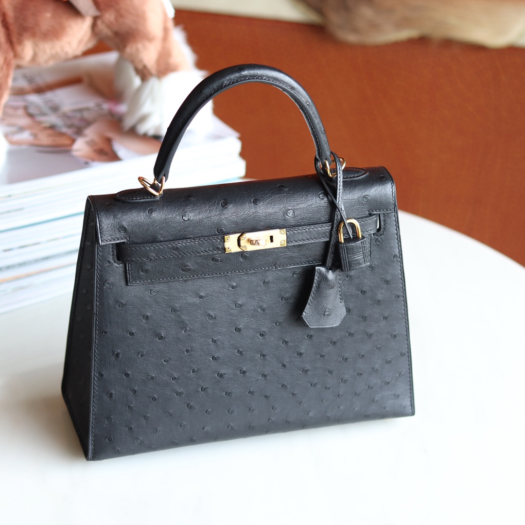 Kelly 25 89 Noir KK Ostrich leather Kelly 25 89 Noir KK Ostrich leather