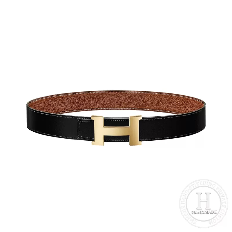HERMES BELT 37GOLD TOGO/ 89 BLACK/38mm-1607