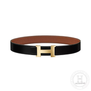 HERMES BELT 37GOLD TOGO/ 89 BLACK/38mm-1607