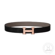 HERMES BELT 8F Etain TOGO/ 89 BLACK/32mm-Gold-7854