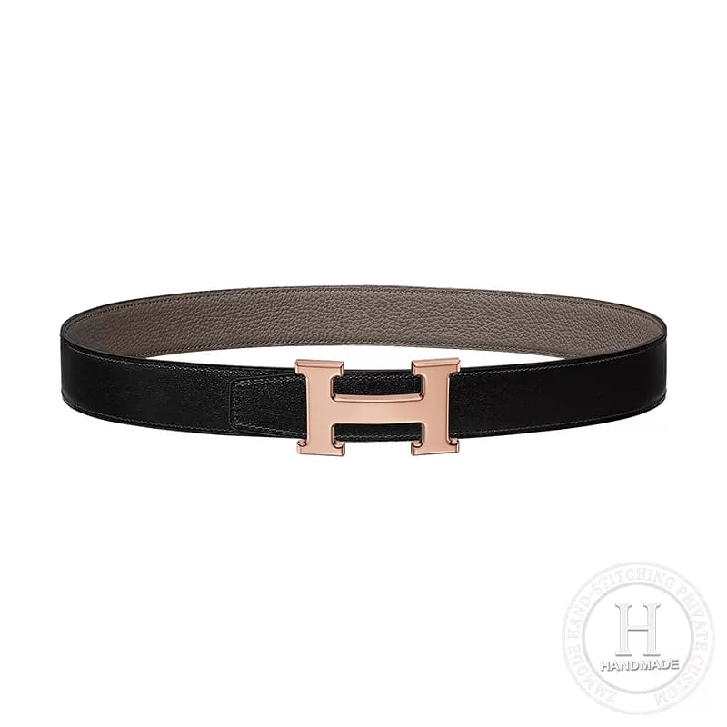 HERMES BELT 8F Etain TOGO/ 89 BLACK/32mm-Rose Gold