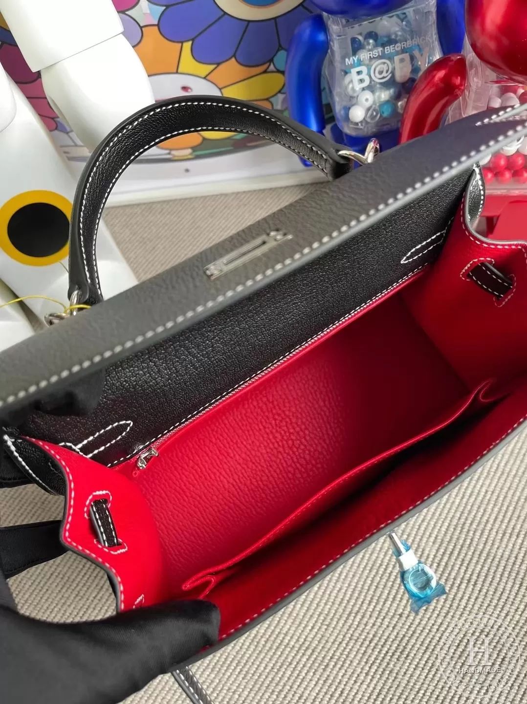 Hermes Kelly 25cm Chevre Mysore CK18 Etoupe  U4 Vert Verigo-0660