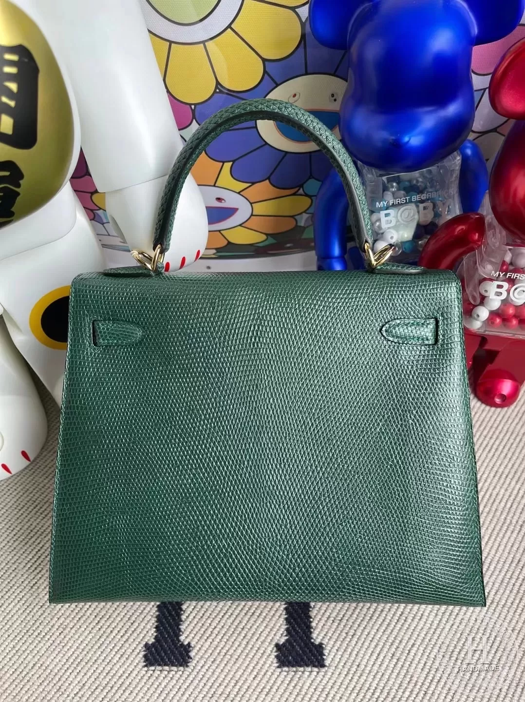 Hermes Kelly 25cm 67 Vert Fonce  Lizard