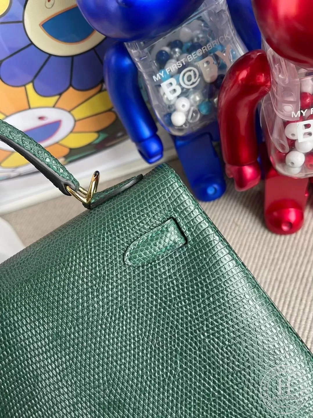 Hermes Kelly 25cm 67 Vert Fonce  Lizard