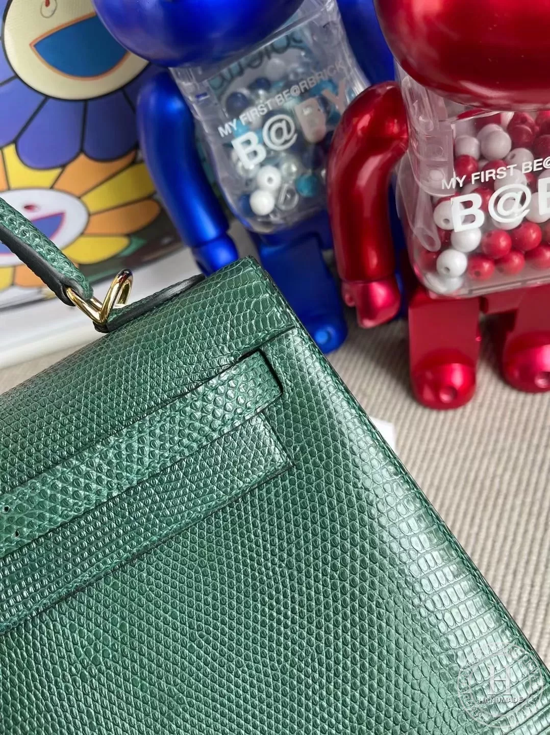 Hermes Kelly 25cm 67 Vert Fonce  Lizard