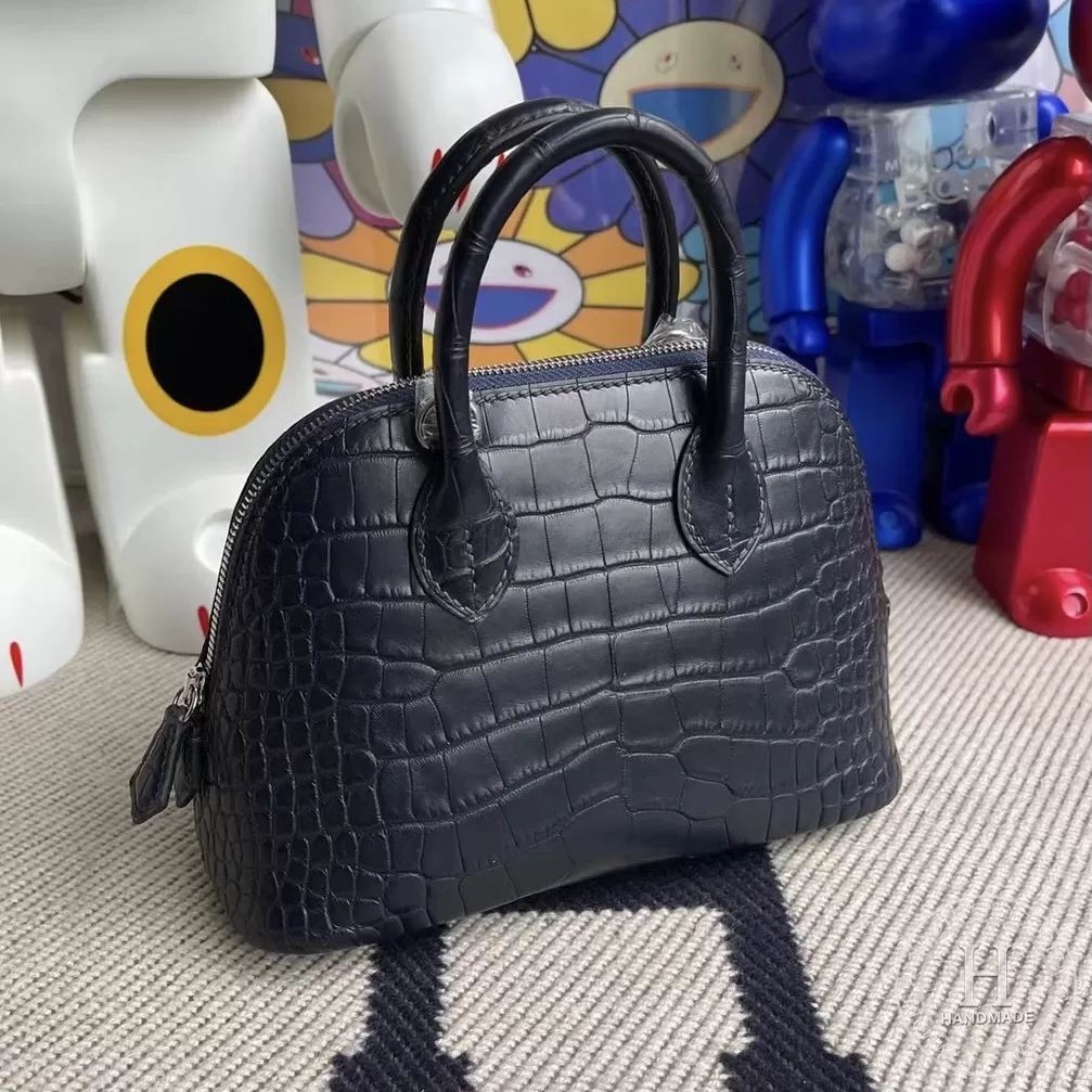 Hermes mini bolide 5P Pink  Matte Alligator Crocodile-9375