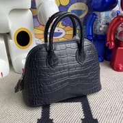 Hermes mini bolide 5P Pink  Matte Alligator Crocodile-9375