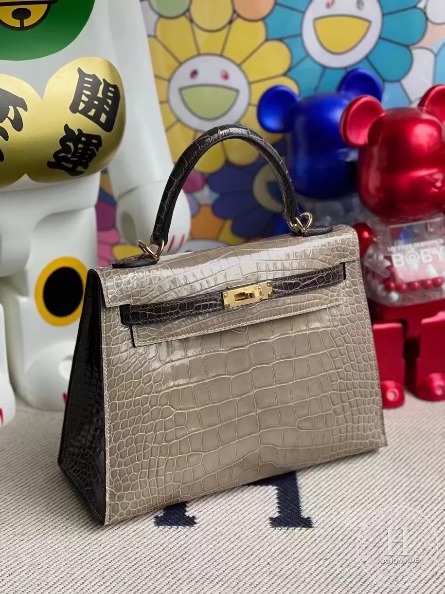 Hermes Kelly25 HSS Shiny alligator crocodile 81 Gris Tourterelle 88 Graphite Hermes Kelly25 HSS Shiny alligator crocodile 81 Gris Tourterelle 88 Graphite