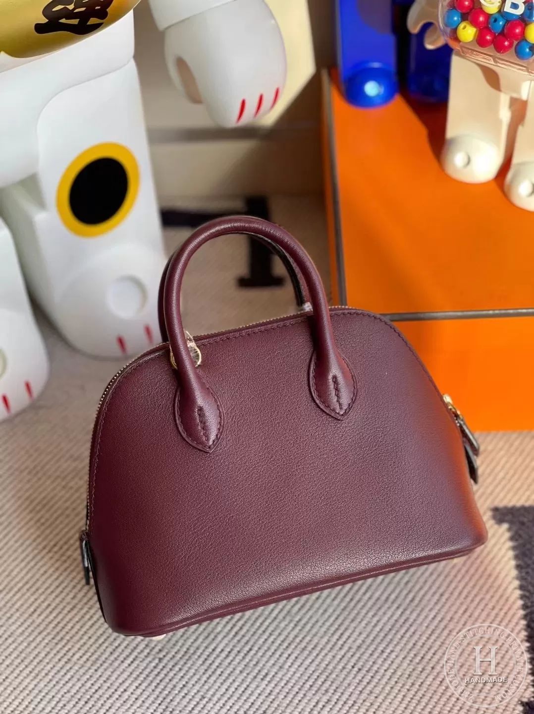 Hermes Bolide 1923 mini Chevre  S4 Deep Blue-9719
