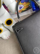 Hermes Kelly 25cm Chevre Mysore CK18 Etoupe  U4 Vert Verigo-0660