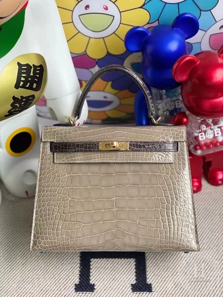 Hermes Kelly25 HSS Shiny alligator crocodile 81 Gris Tourterelle 88 Graphite Hermes Kelly25 HSS Shiny alligator crocodile 81 Gris Tourterelle 88 Graphite