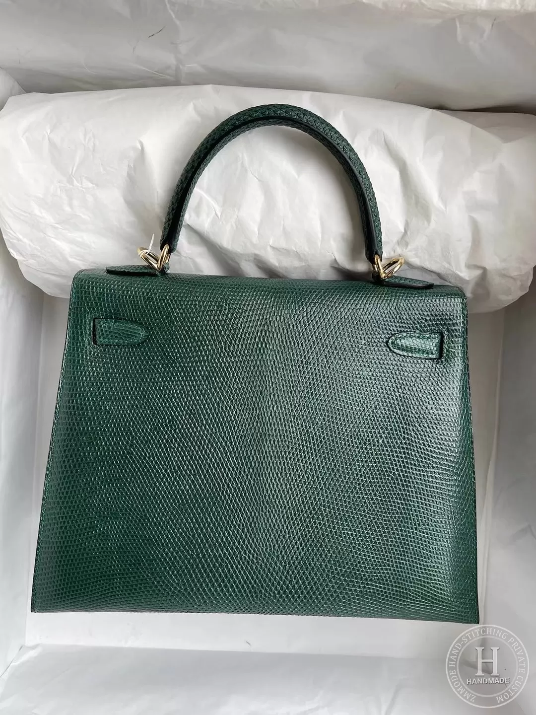 Hermes Kelly 25cm 67 Vert Fonce  Lizard