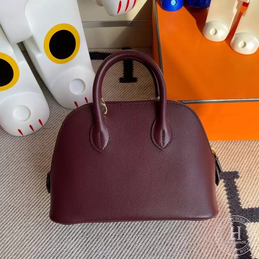 Hermes Bolide 1923 mini Chevre  S4 Deep Blue-9719