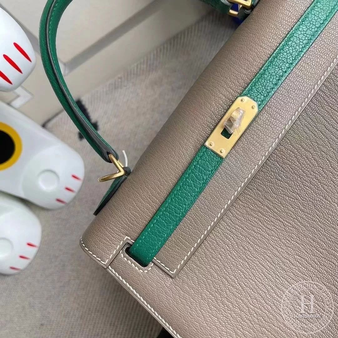 Hermes Kelly 25cm Hss Epsom 10 Craie and 89 Noir-0042