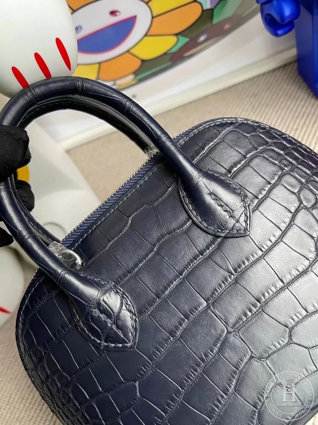 Hermes mini bolide 5P Pink  Matte Alligator Crocodile-9375