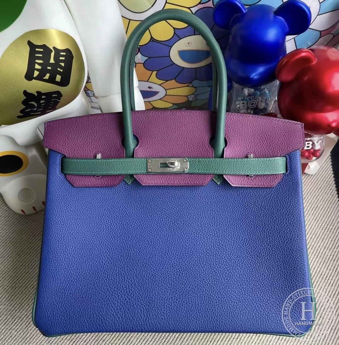 Birkin 30 HSS Togo 7T Bleu Électrique P9 Anemone Z6 Malachite