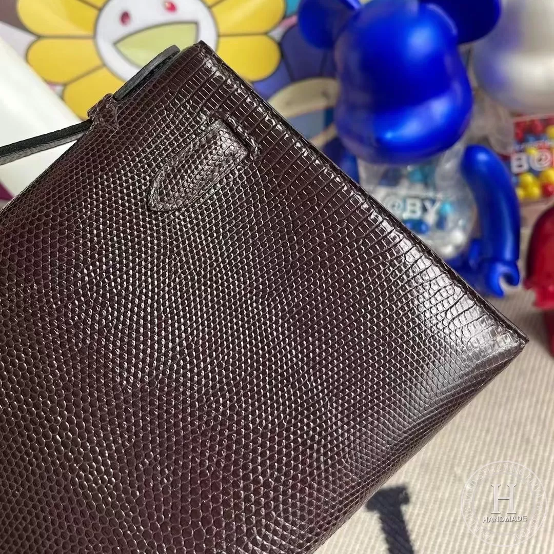 CK47 Chocolate Lizard Hermes MiniKelly Pochette 22cm