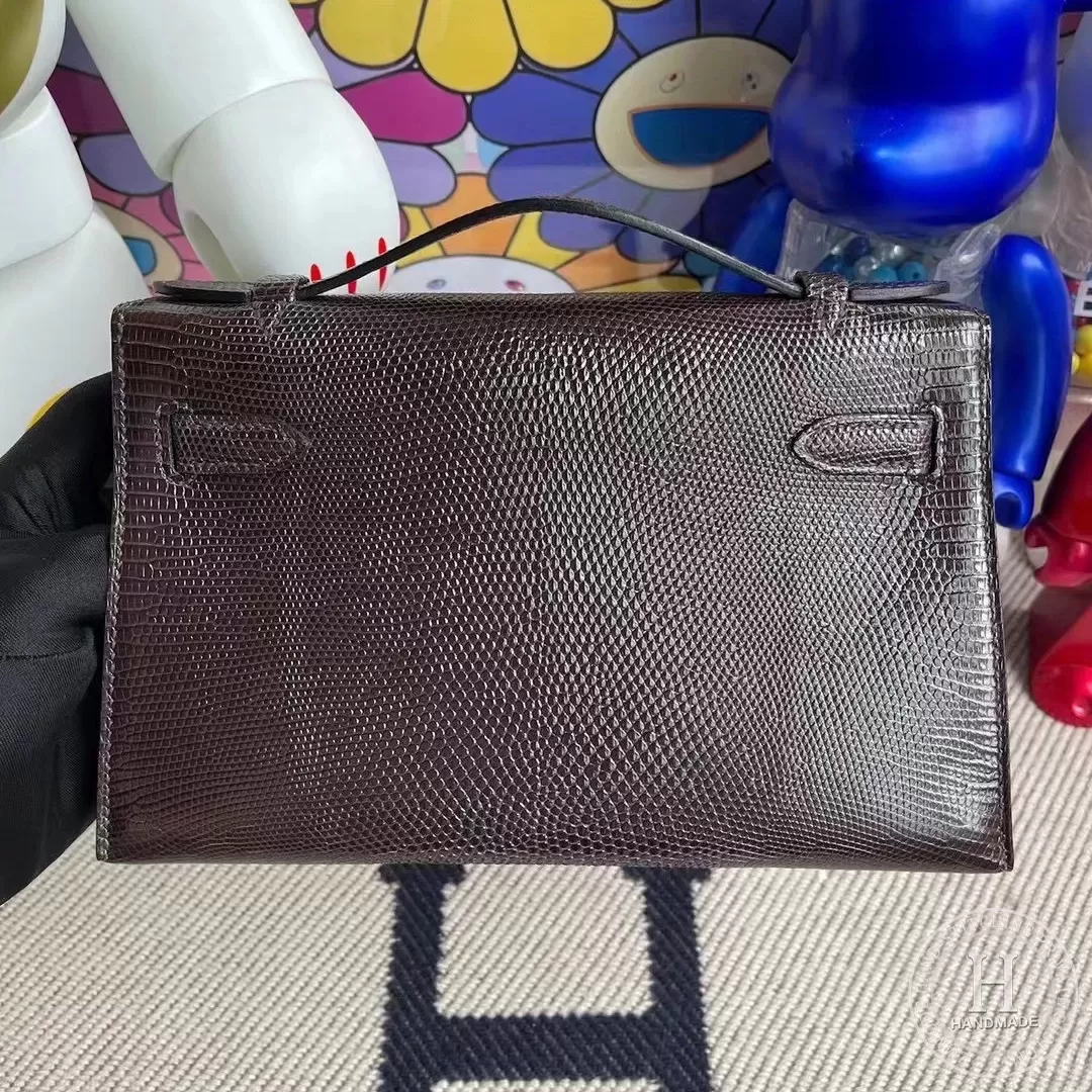 CK47 Chocolate Lizard Hermes MiniKelly Pochette 22cm